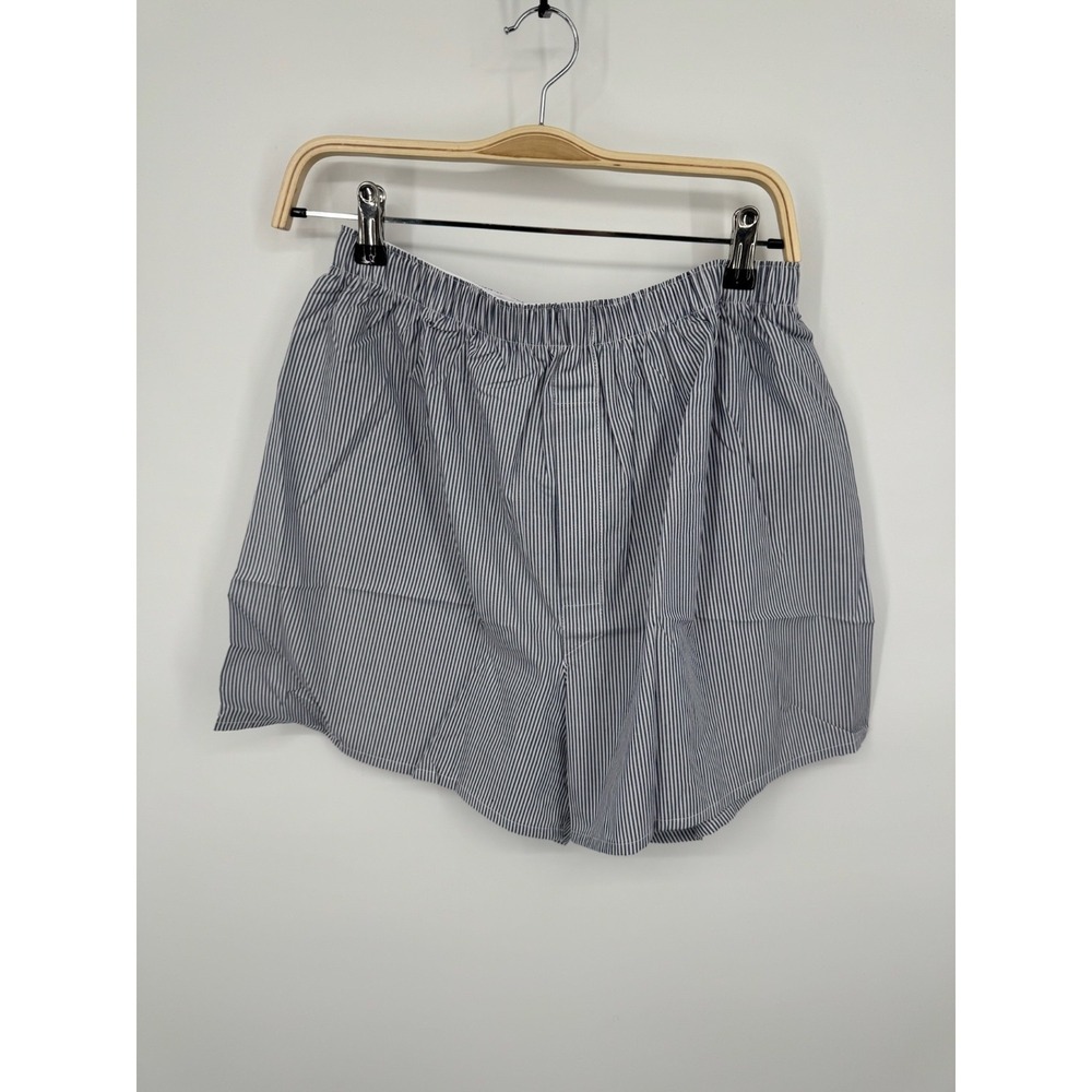 NWT Sunspel Classic Boxer Short Women's Large Navy White Pinstripe Elastic Waist